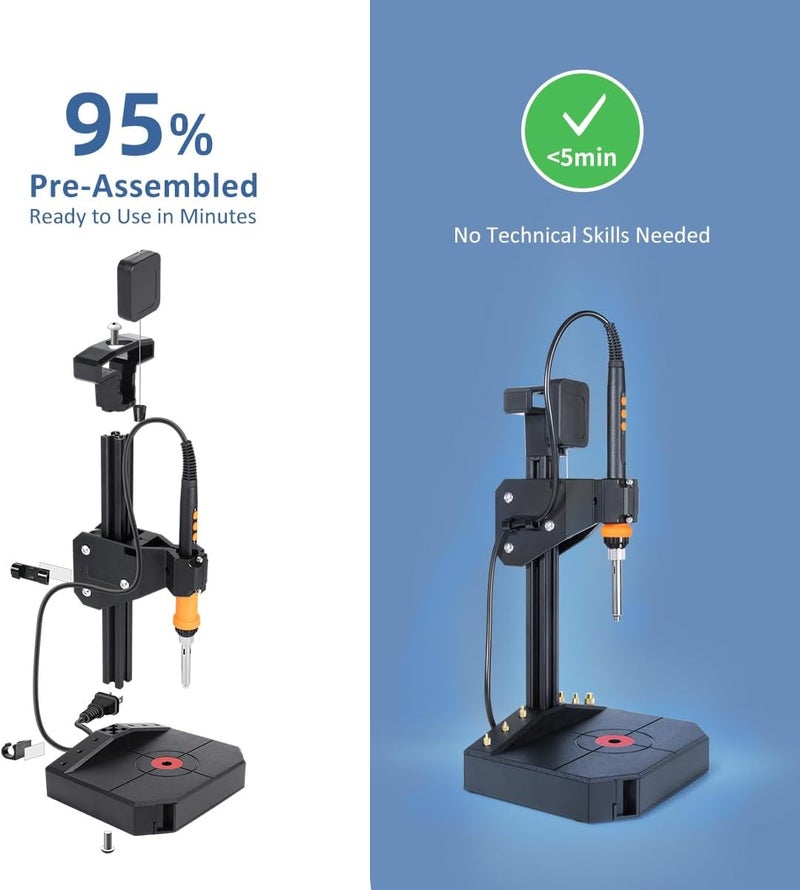 Mintion Vertical Heat Set Insert Tool Pressing Machine, with 90W Soldering Iron, 30PCS Brass Threaded Inserts, Heat Set Tips (M3/M4/M5/M6/M8), for 3D Printed Components, 95% Pre-Assembled - Image 2